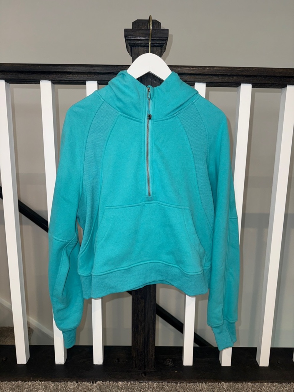 Turquoise Half-Zip Pullover Hoodie Sweater